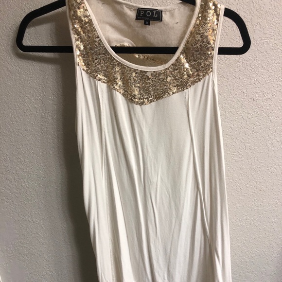Creame blouse w/ gold sequin - Picture 1 of 2